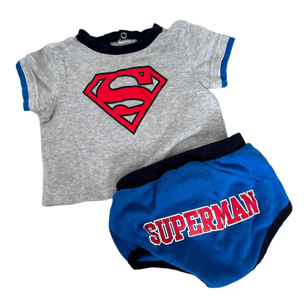 Superman Outfit Baby Boy 6 Months T Shirt Bloomers Shorties